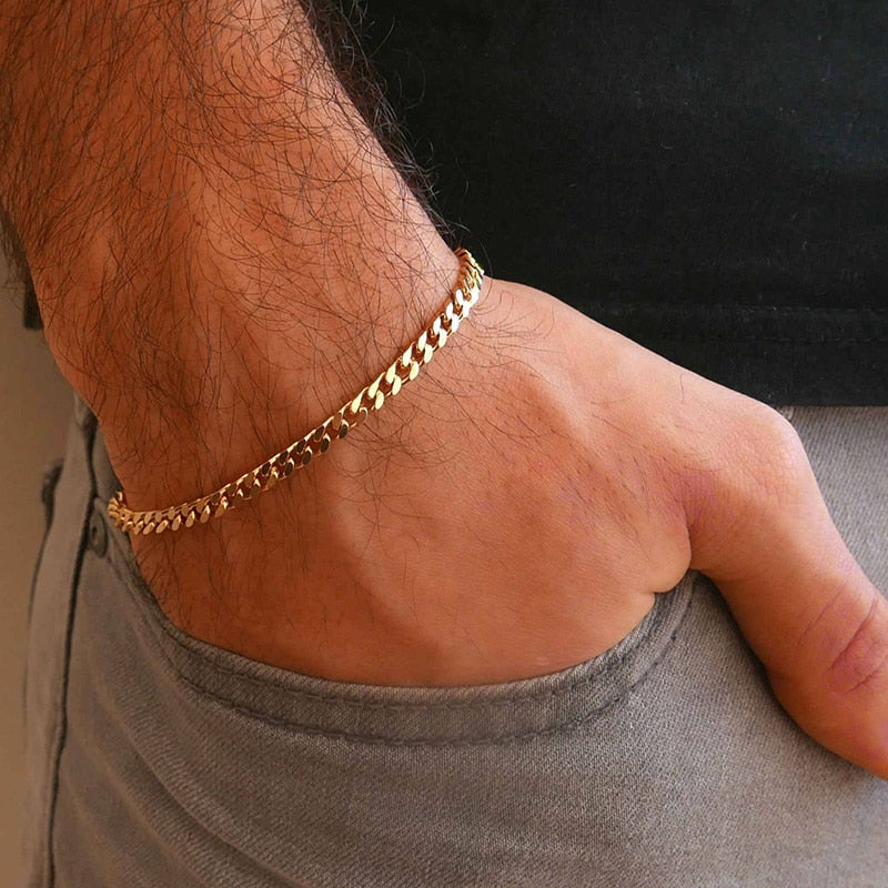 Vnox Mens Simple 3-11mm Stainless Steel Curb Cuban Link Chain Bracelets for Women Unisex Wrist Jewelry Gifts