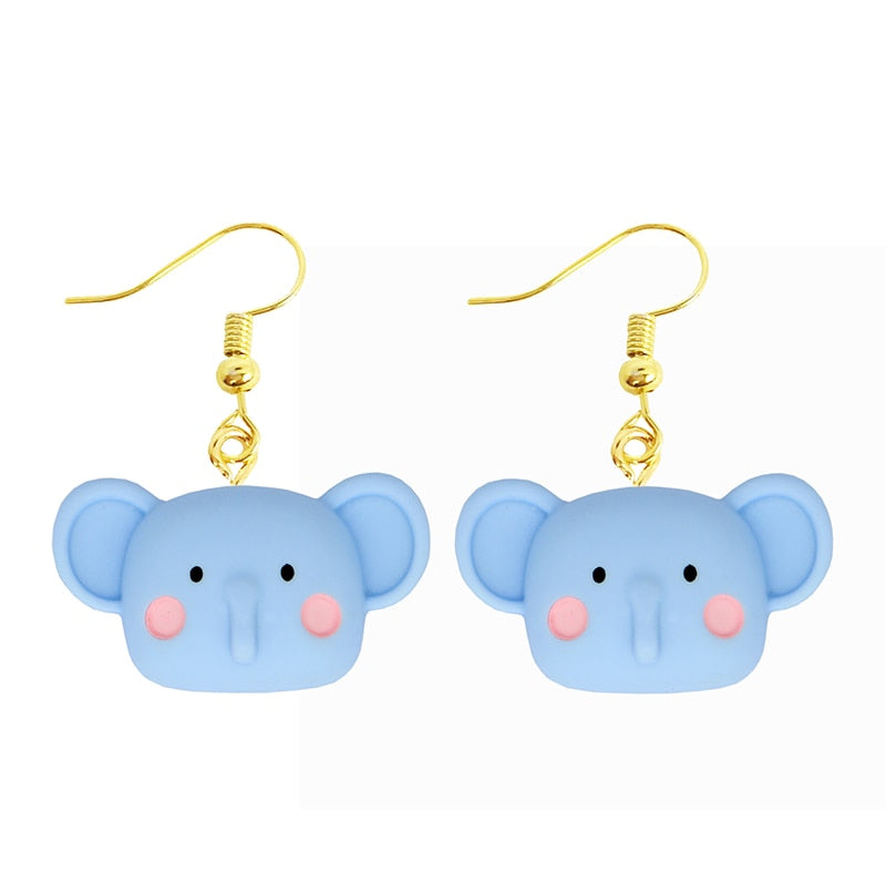 Women Earring Resin Drop Funny Custom Cute Girls Gift Eardrop Kids Animal Duck Frog Rabbit Owl Cub Gummy Flamingo