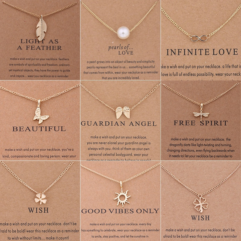 New Trendy Alloy Cute Elegant Sun Love Star Leaves Clover Unicorn Luck Pendant Necklaces for Women Fashion Accessories Jewelry