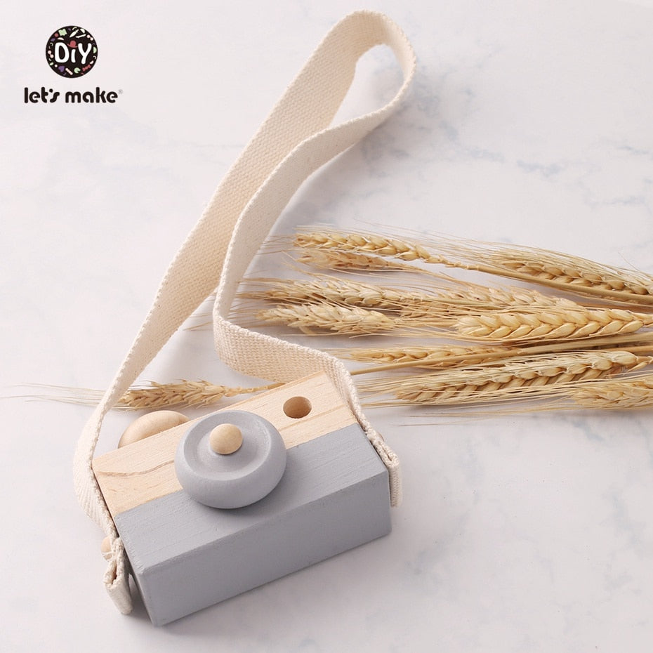 Let's Make 1pc Wooden Baby Toys Fashion Camera Pendant Montessori Toys For Children Wooden DIY Presents Nursing Gift Baby Block