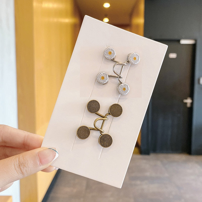 Women's Brooch Set Tighten Waist Brooches for Women Skirt Pants Jeans Adjustable Waist Clip Metal Pins Clothing Accessories