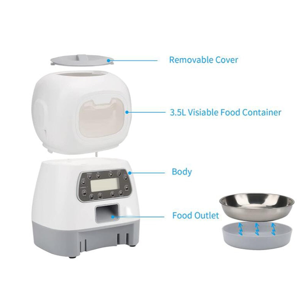 3.5L Automatic Pet Feeder Smart Food Dispenser For Cats Dogs Timer Stainless Steel Bowl Auto Dog Cat Pet Feeding Pet Supplies