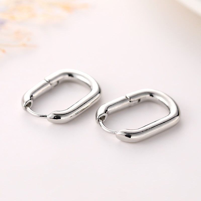 2021 New Classic Copper Alloy Smooth Metal Hoop Earrings For Woman Fashion Korean Jewelry Temperament Girl's Daily Wear earrings