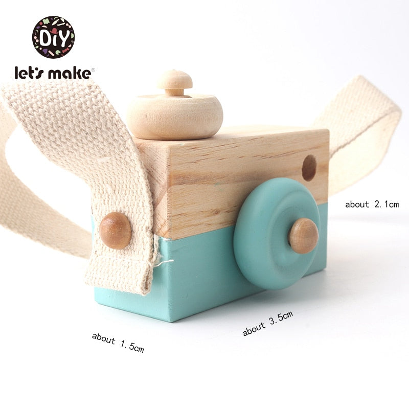 Let's Make 1pc Wooden Baby Toys Fashion Camera Pendant Montessori Toys For Children Wooden DIY Presents Nursing Gift Baby Block