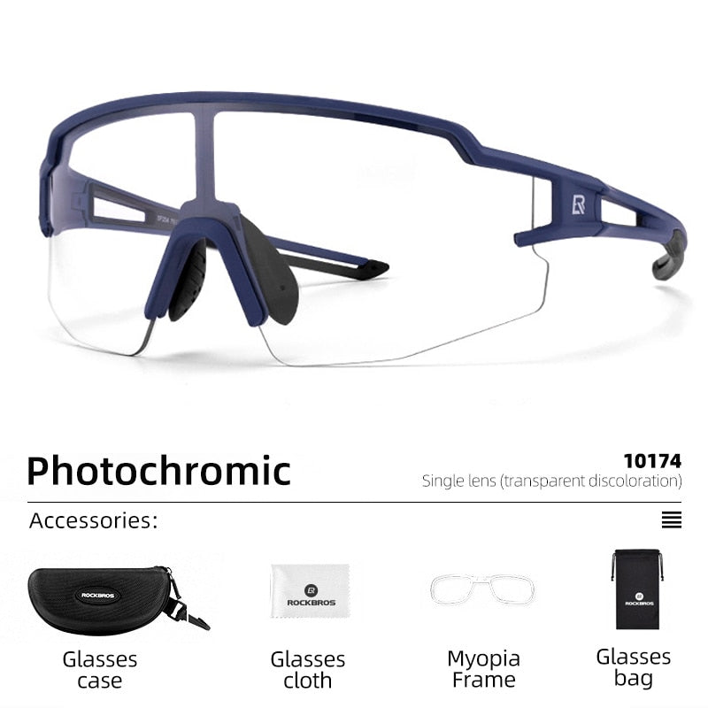 ROCKBROS Photochromic Cycling Glasses Bike Bicycle Glasses Sports Men's Sunglasses MTB Road Cycling Eyewear Protection Goggles