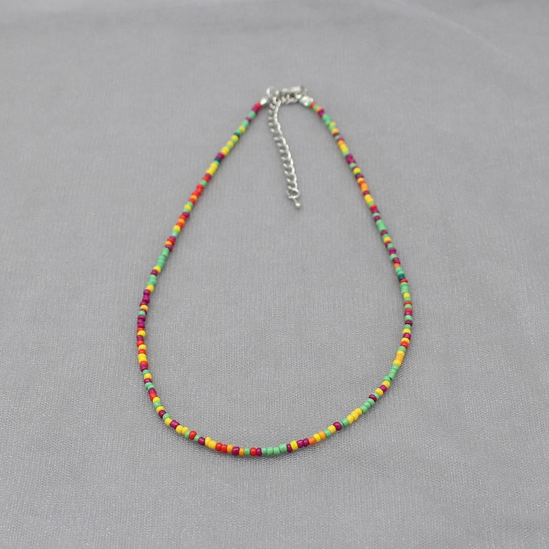 Simple Seed Beads Strand Choker Necklace Women String  Collar Charm Colorful Handmade Bohemia Collier Femme Jewelry Gift