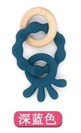 1PC Silicone Teether Baby Rudder Shape Wooden Teether Ring Kid Gift Food Grade Silicone Children&#39;s Goods Kid Teething Toys