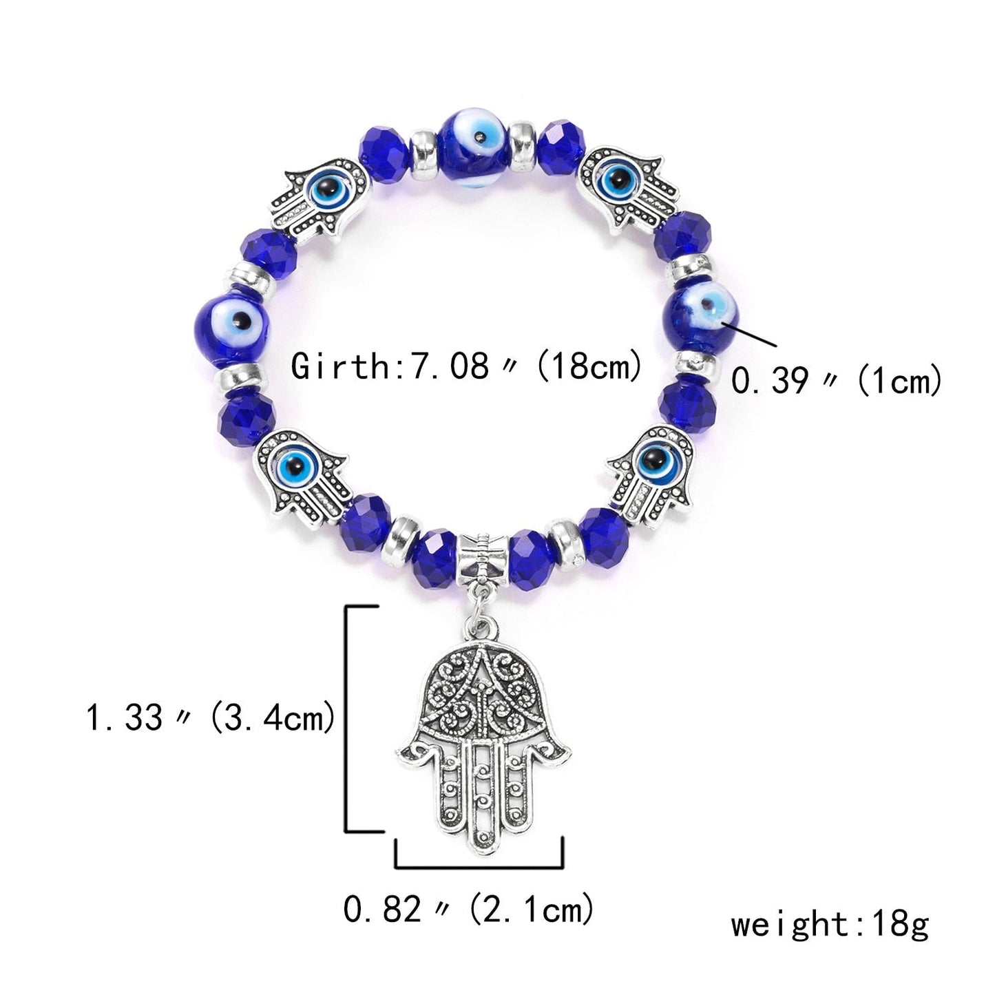 Classic Blue Evil Eyes Palm Butterfly Pendant Bracelet Wishing Elastic Rope Chain Resin Beads Bracelet For Women Jewelry Gift