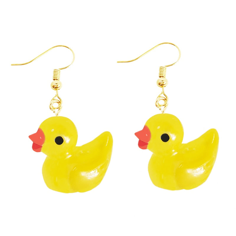 Women Earring Resin Drop Funny Custom Cute Girls Gift Eardrop Kids Animal Duck Frog Rabbit Owl Cub Gummy Flamingo