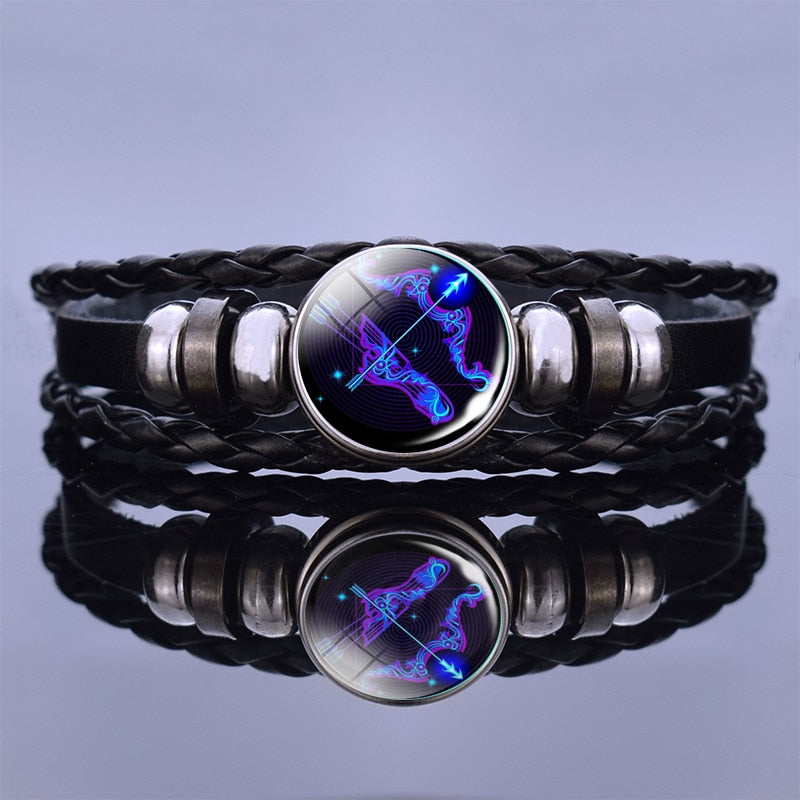 12 Zodiac Signs Constellation Charm Bracelet Men Women Fashion Multilayer Weave leather Bracelet &amp; Bangle Birthday Gifts