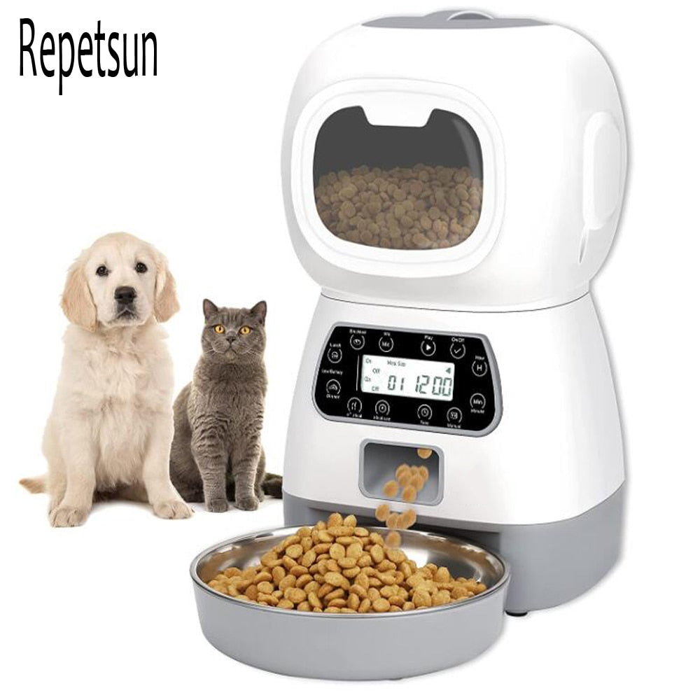 3.5L Automatic Pet Feeder Smart Food Dispenser For Cats Dogs Timer Stainless Steel Bowl  Auto Dog Cat Pet Feeding Pet Supplies