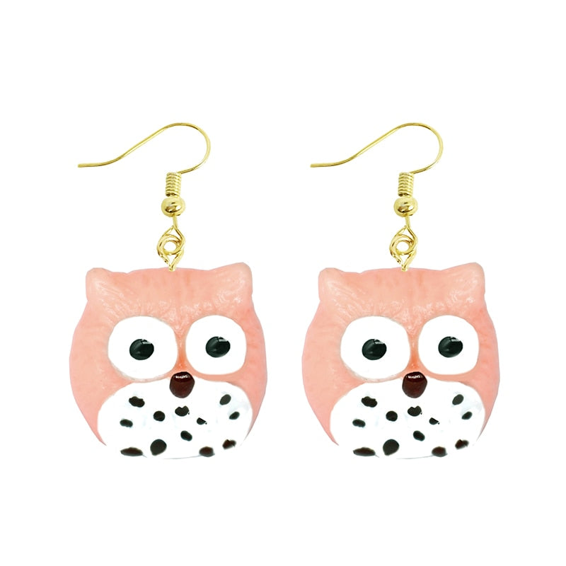 Women Earring Resin Drop Funny Custom Cute Girls Gift Eardrop Kids Animal Duck Frog Rabbit Owl Cub Gummy Flamingo