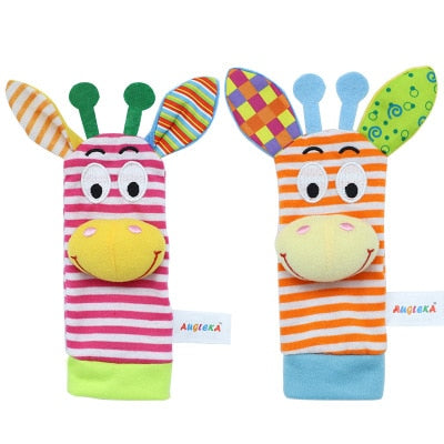 Cartoon Plush Socks Wrist Strap Rattles Baby Toys 0-12 Months Newborn Infant Kids Animal Sock Foot Finder Toy Gift Soft Rattle