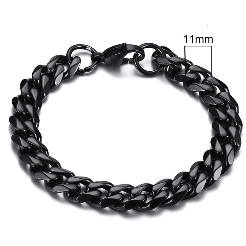 Vnox Mens Simple 3-11mm Stainless Steel Curb Cuban Link Chain Bracelets for Women Unisex Wrist Jewelry Gifts