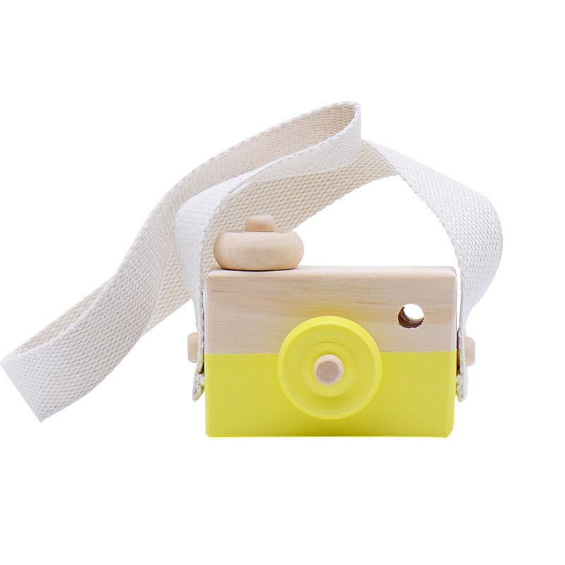 Let&#39;s Make 1pc Wooden Baby Toys Fashion Camera Pendant Montessori Toys For Children Wooden DIY Presents Nursing Gift Baby Block