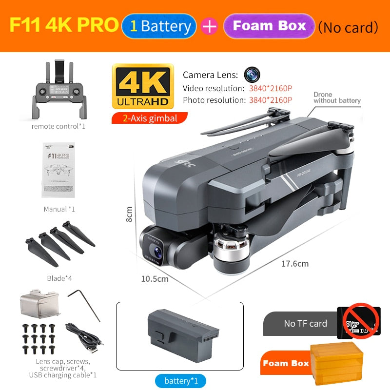 CSF F11S Pro Drone 4k Profesional Camera 3KM WIFI GPS EIS 2-axis Anti-Shake Gimbal FPV Brushless Quadcopter RC Helicopter Dron