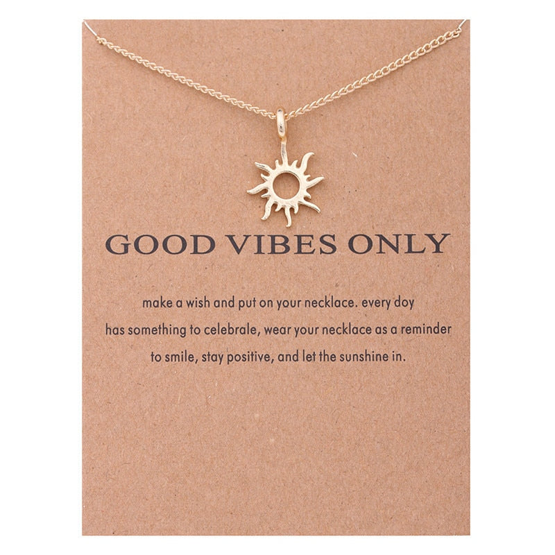 New Trendy Alloy Cute Elegant Sun Love Star Leaves Clover Unicorn Luck Pendant Necklaces for Women Fashion Accessories Jewelry