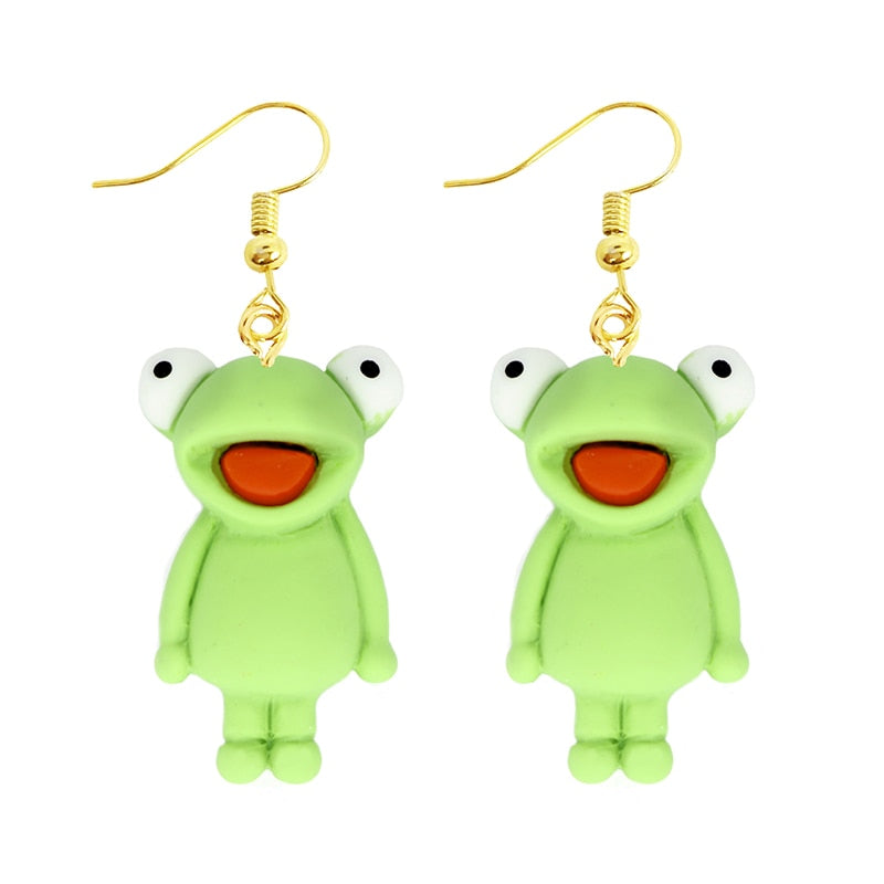 Women Earring Resin Drop Funny Custom Cute Girls Gift Eardrop Kids Animal Duck Frog Rabbit Owl Cub Gummy Flamingo