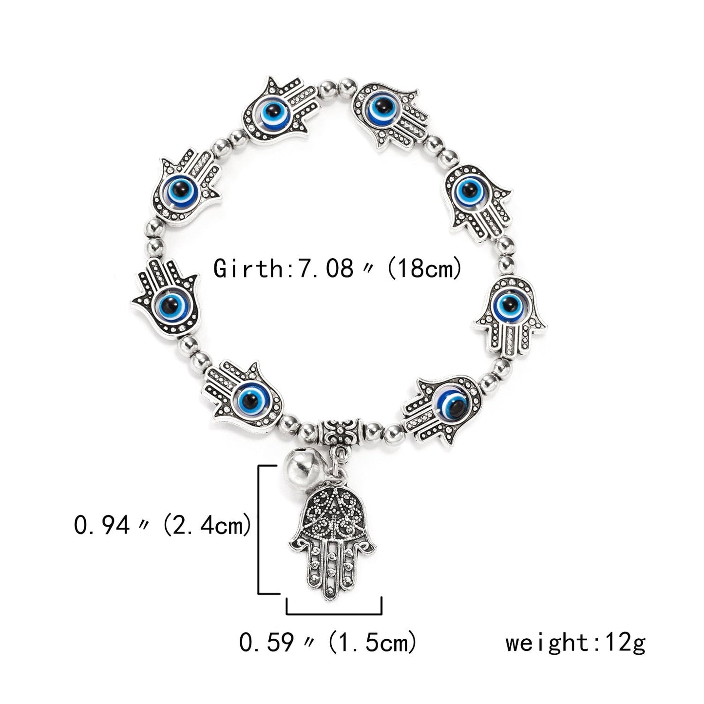 Classic Blue Evil Eyes Palm Butterfly Pendant Bracelet Wishing Elastic Rope Chain Resin Beads Bracelet For Women Jewelry Gift