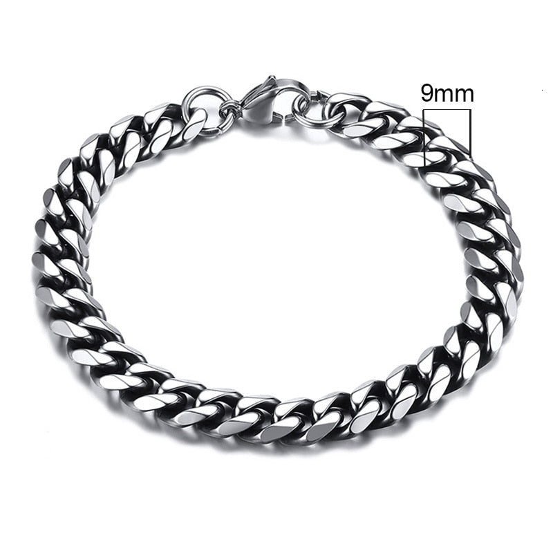 Vnox Mens Simple 3-11mm Stainless Steel Curb Cuban Link Chain Bracelets for Women Unisex Wrist Jewelry Gifts