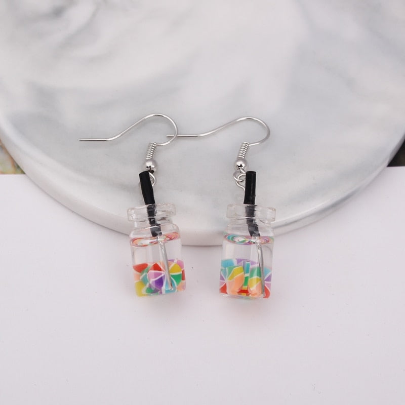 Creative Cute Candy Colorful Animal Gummy Bear Earrings Minimalism Cartoon Design Female Ear Hooks Danglers Jewelry Kids Gift