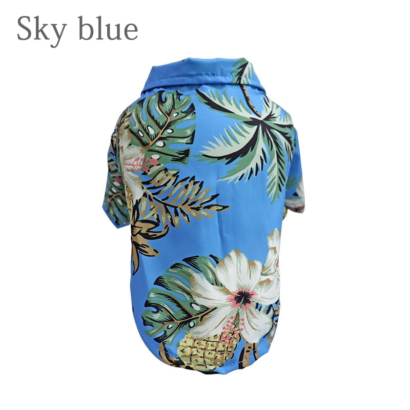 Summer Pet Dog Clothes Hawaiian Style Leaf Printed Beach Shirts for Puppy Small Large Cat Dog Chihuahua Costume Pet Clothing