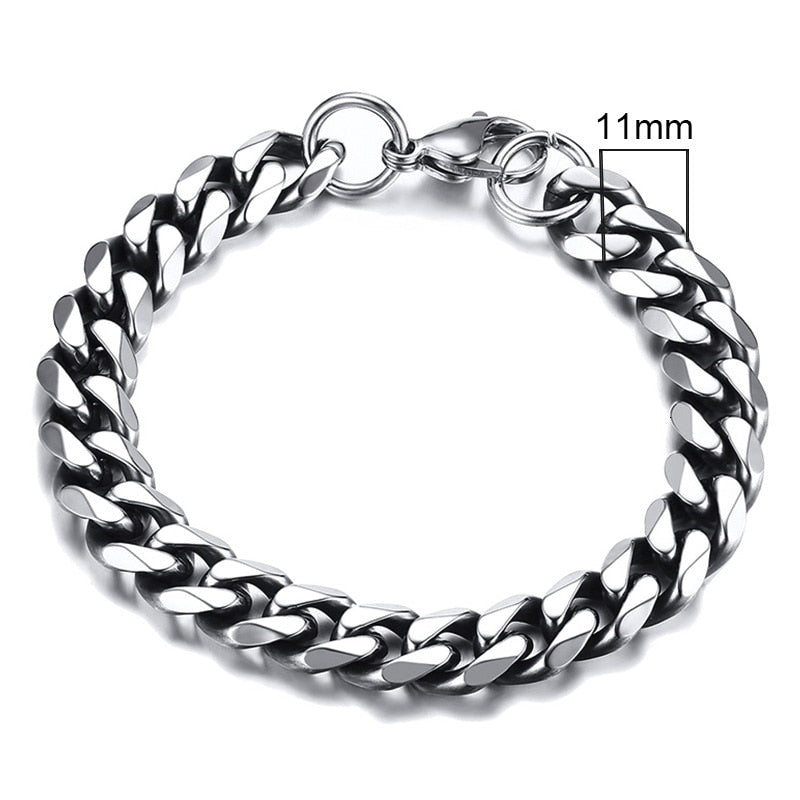 Vnox Mens Simple 3-11mm Stainless Steel Curb Cuban Link Chain Bracelets for Women Unisex Wrist Jewelry Gifts