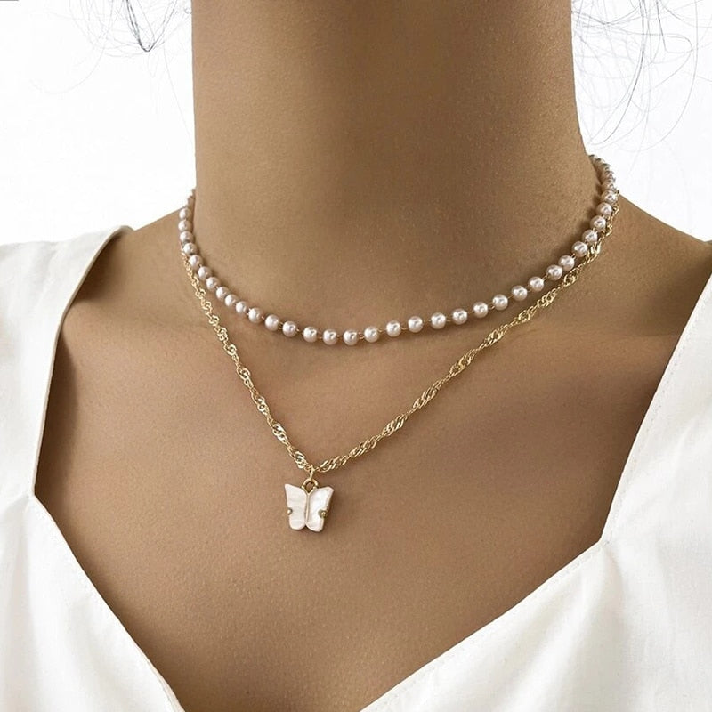 YWZIXLN 2021 Trend Elegant Jewelry Wedding Big Pearl Necklace For Women Fashion White Imitation Pearl Choker Necklace N0179