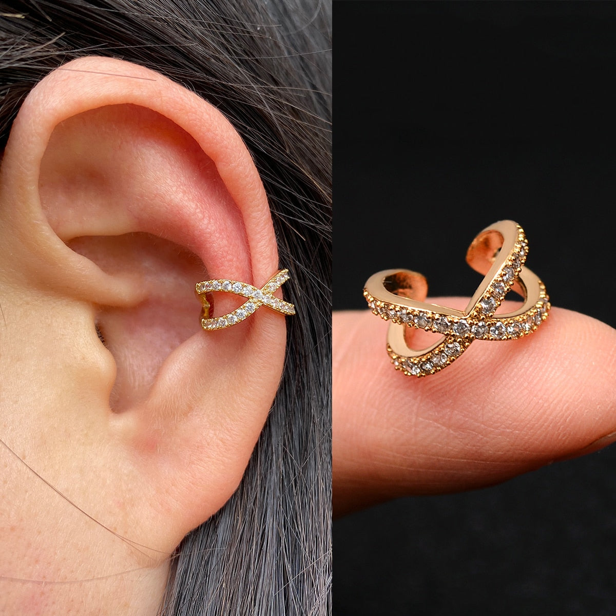 1Pc Helix Cartilage Conch Fake Without Piercing Ear Cuffs Earcuff Wrap Rock Earring Cuff No Piercing Women Clip Adjustable