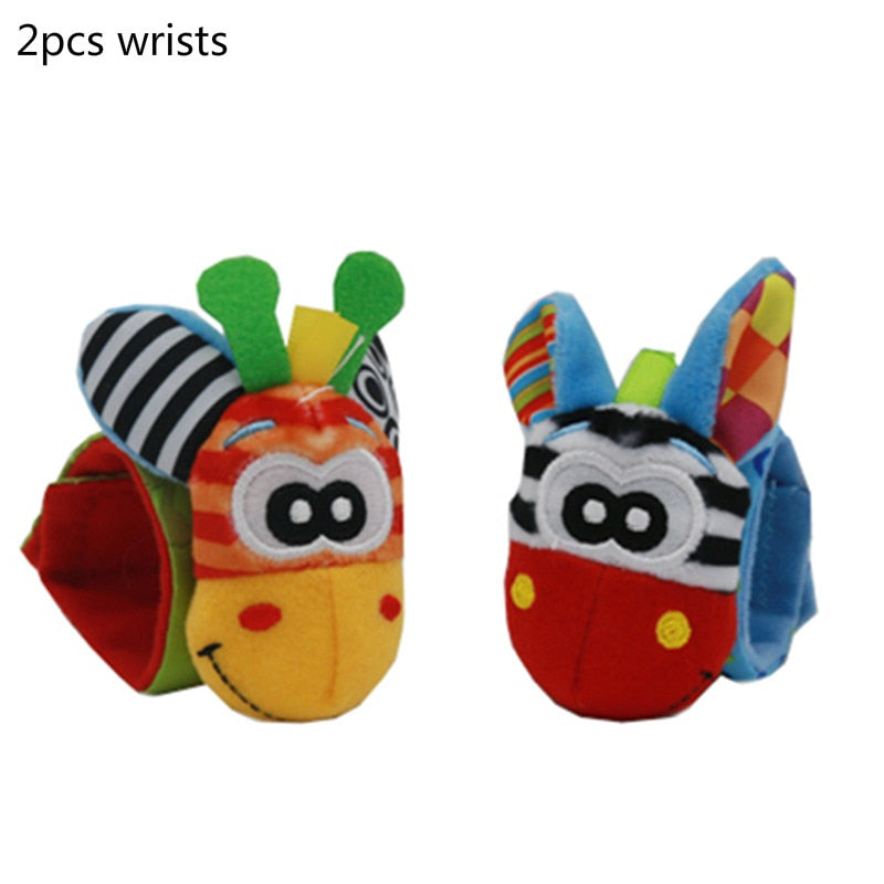 Cartoon Plush Socks Wrist Strap Rattles Baby Toys 0-12 Months Newborn Infant Kids Animal Sock Foot Finder Toy Gift Soft Rattle