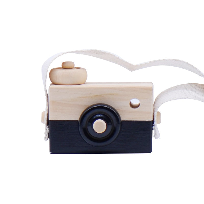 Let&#39;s Make 1pc Wooden Baby Toys Fashion Camera Pendant Montessori Toys For Children Wooden DIY Presents Nursing Gift Baby Block