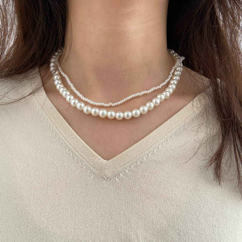 YWZIXLN 2021 Trend Elegant Jewelry Wedding Big Pearl Necklace For Women Fashion White Imitation Pearl Choker Necklace N0179