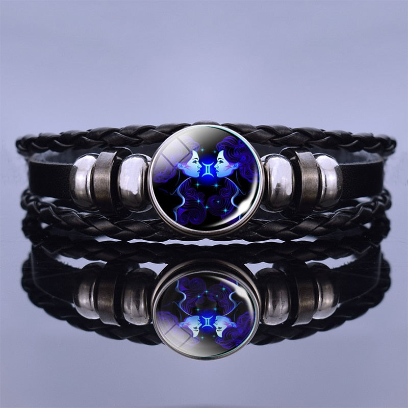 12 Zodiac Signs Constellation Charm Bracelet Men Women Fashion Multilayer Weave leather Bracelet &amp; Bangle Birthday Gifts