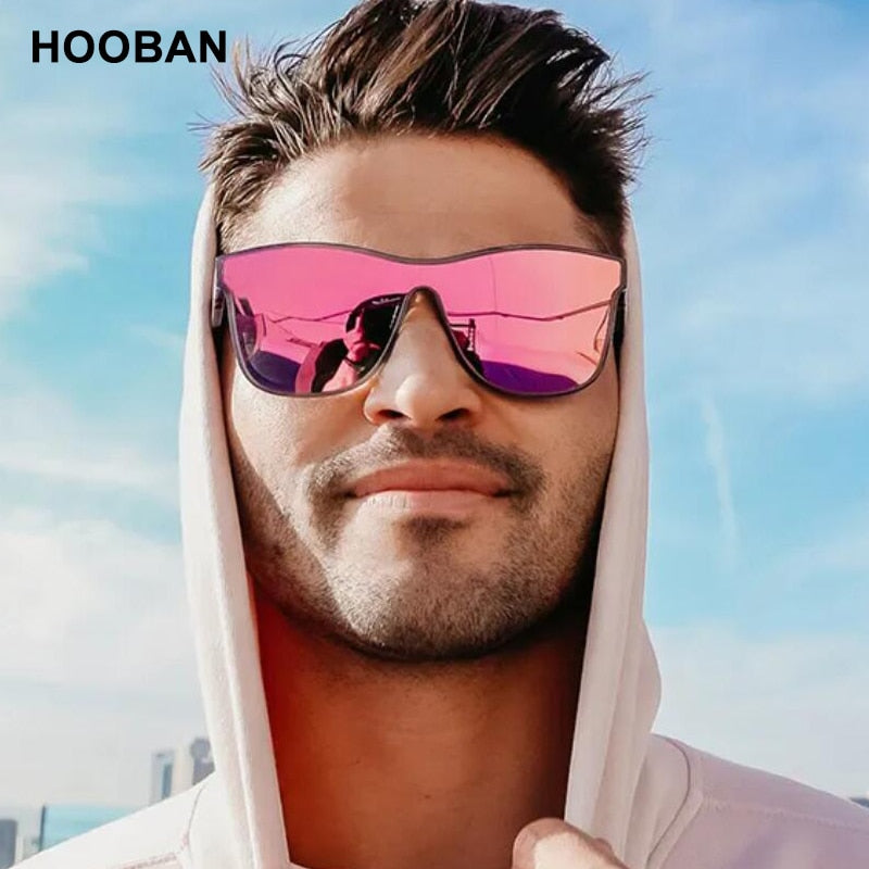 HOOBAN 2022 New Square Polarized Sunglasses Men Women Fashion Square Male Sun Glasses Brand Design One-piece Lens Eyewear UV400