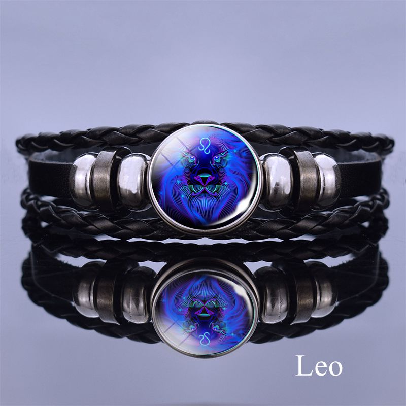 12 Zodiac Signs Constellation Charm Bracelet Men Women Fashion Multilayer Weave leather Bracelet &amp; Bangle Birthday Gifts