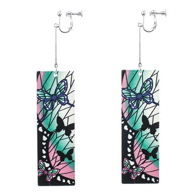 Fashion Acrylic Tanjiro Earrings Demon Slayer Earrings Anime Cosplay Props Hanafuda Drop Long Earrings for Women Girls Jewelry