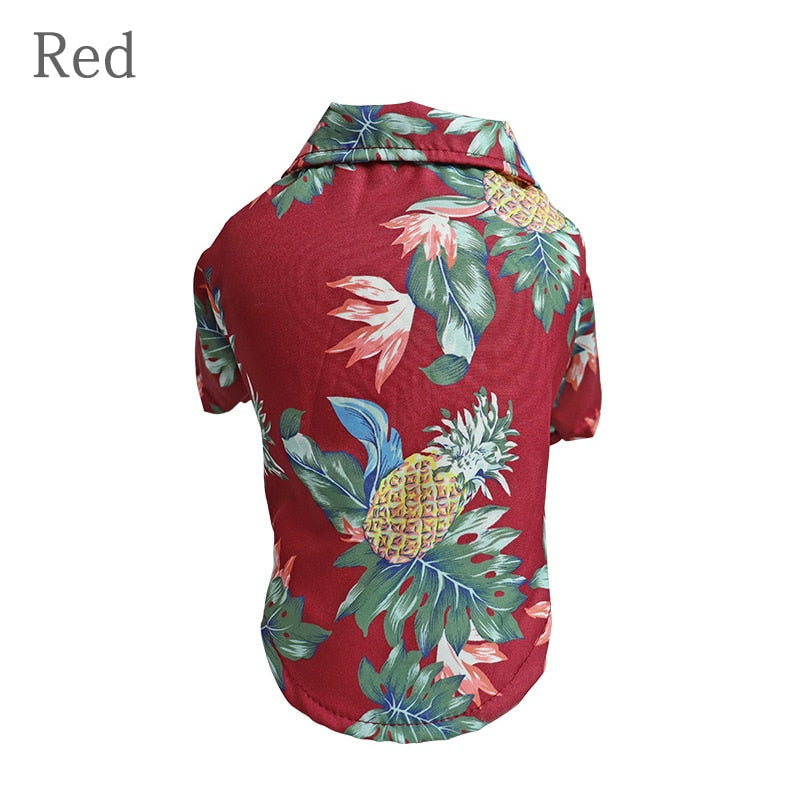 Summer Pet Dog Clothes Hawaiian Style Leaf Printed Beach Shirts for Puppy Small Large Cat Dog Chihuahua Costume Pet Clothing