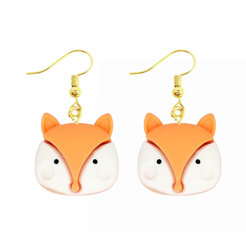 Women Earring Resin Drop Funny Custom Cute Girls Gift Eardrop Kids Animal Duck Frog Rabbit Owl Cub Gummy Flamingo