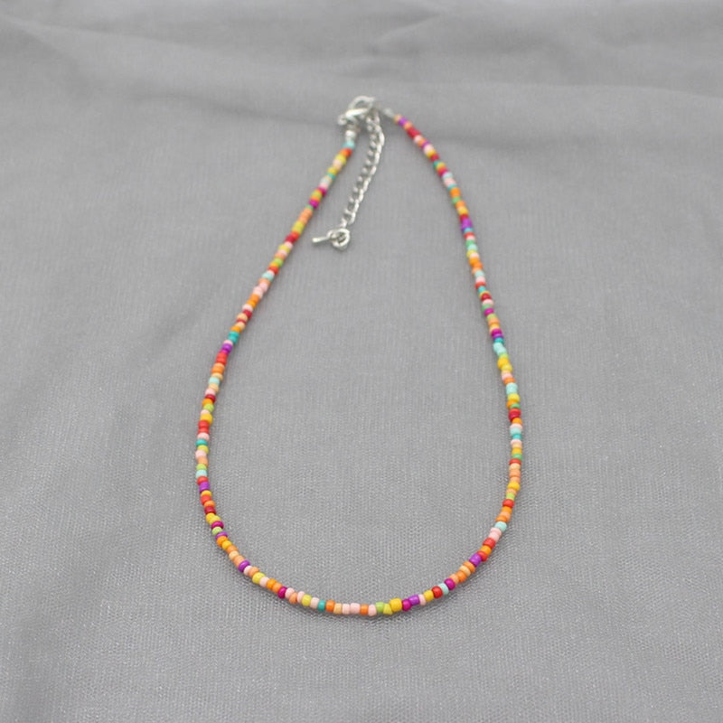 Simple Seed Beads Strand Choker Necklace Women String  Collar Charm Colorful Handmade Bohemia Collier Femme Jewelry Gift