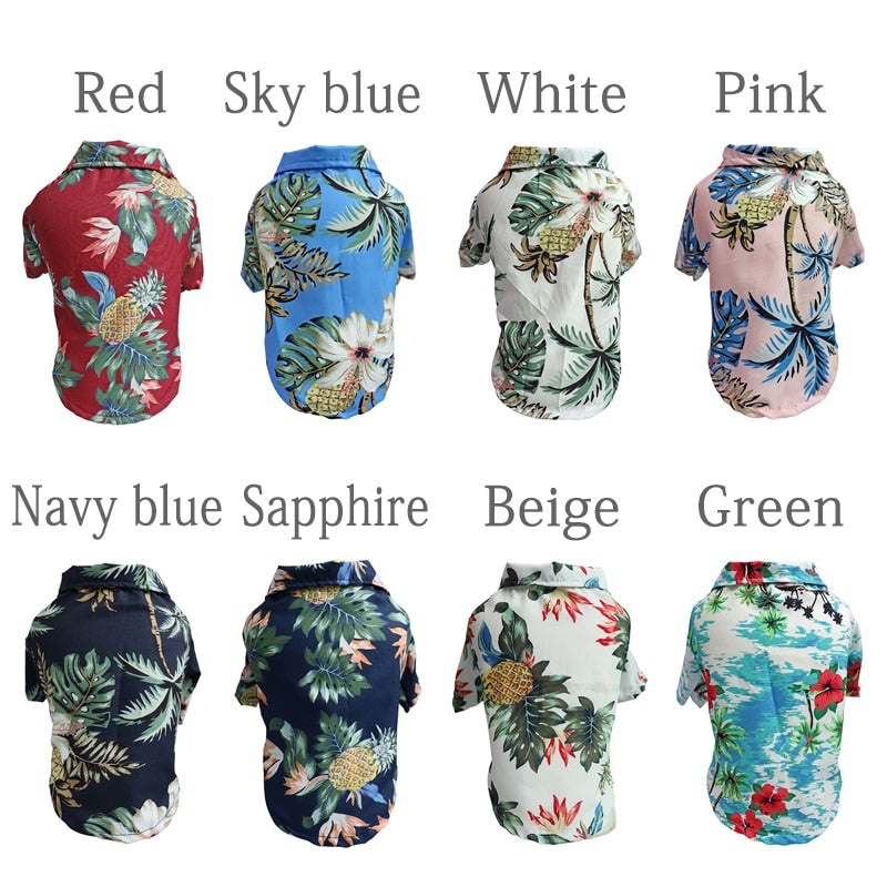 Summer Pet Dog Clothes Hawaiian Style Leaf Printed Beach Shirts for Puppy Small Large Cat Dog Chihuahua Costume Pet Clothing