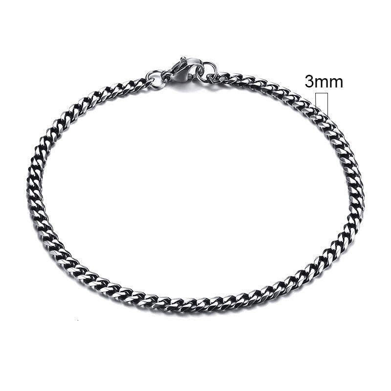 Vnox Mens Simple 3-11mm Stainless Steel Curb Cuban Link Chain Bracelets for Women Unisex Wrist Jewelry Gifts