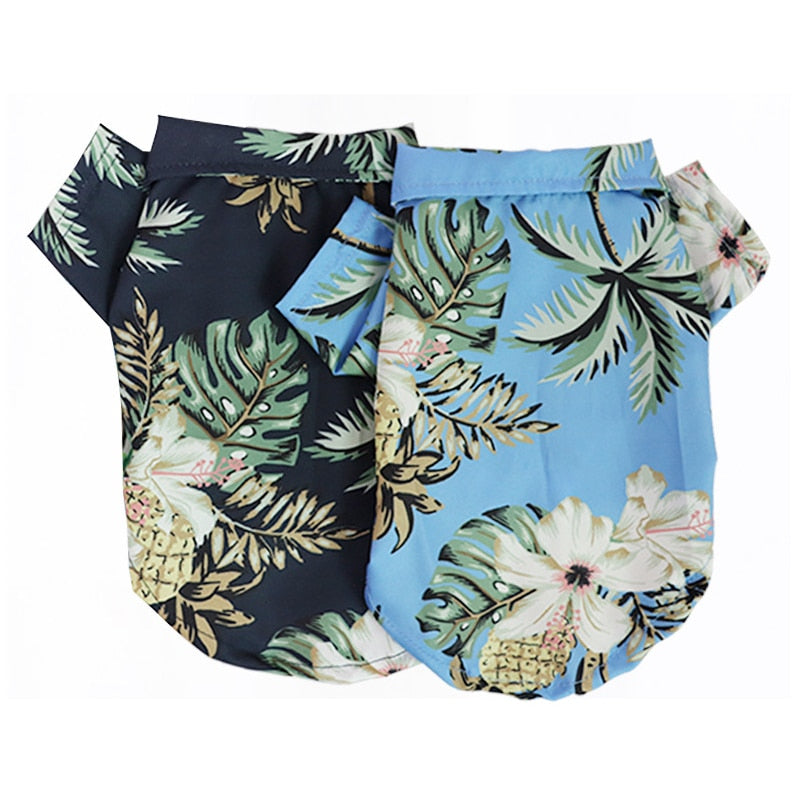 Summer Pet Dog Clothes Hawaiian Style Leaf Printed Beach Shirts for Puppy Small Large Cat Dog Chihuahua Costume Pet Clothing