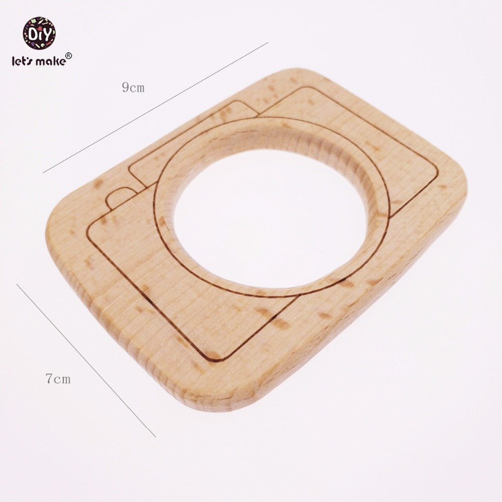 Let&#39;s Make 1pc Wooden Baby Toys Fashion Camera Pendant Montessori Toys For Children Wooden DIY Presents Nursing Gift Baby Block