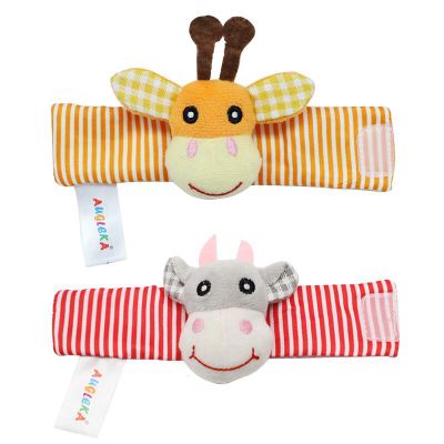 Cartoon Plush Socks Wrist Strap Rattles Baby Toys 0-12 Months Newborn Infant Kids Animal Sock Foot Finder Toy Gift Soft Rattle