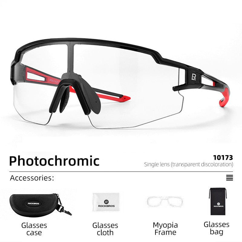 ROCKBROS Photochromic Cycling Glasses Bike Bicycle Glasses Sports Men&#39;s Sunglasses MTB Road Cycling Eyewear Protection Goggles