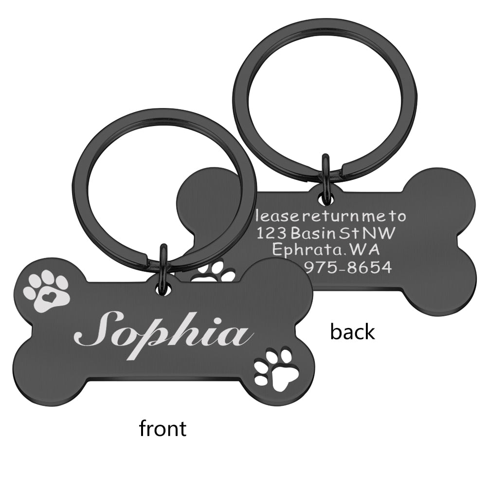 Personalized Pet ID Tag Keychain Engraved Pet ID Name for Cat Puppy Dog Collar Tag Pendant Keyring Bone Pet Accessories