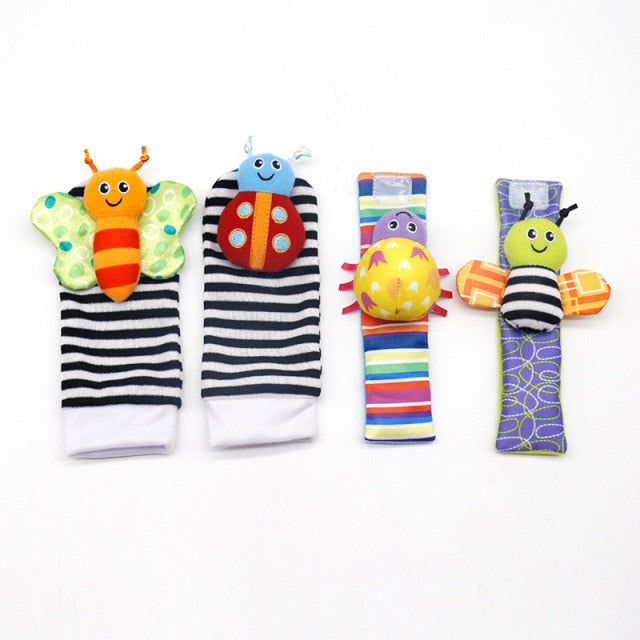 Cartoon Plush Socks Wrist Strap Rattles Baby Toys 0-12 Months Newborn Infant Kids Animal Sock Foot Finder Toy Gift Soft Rattle